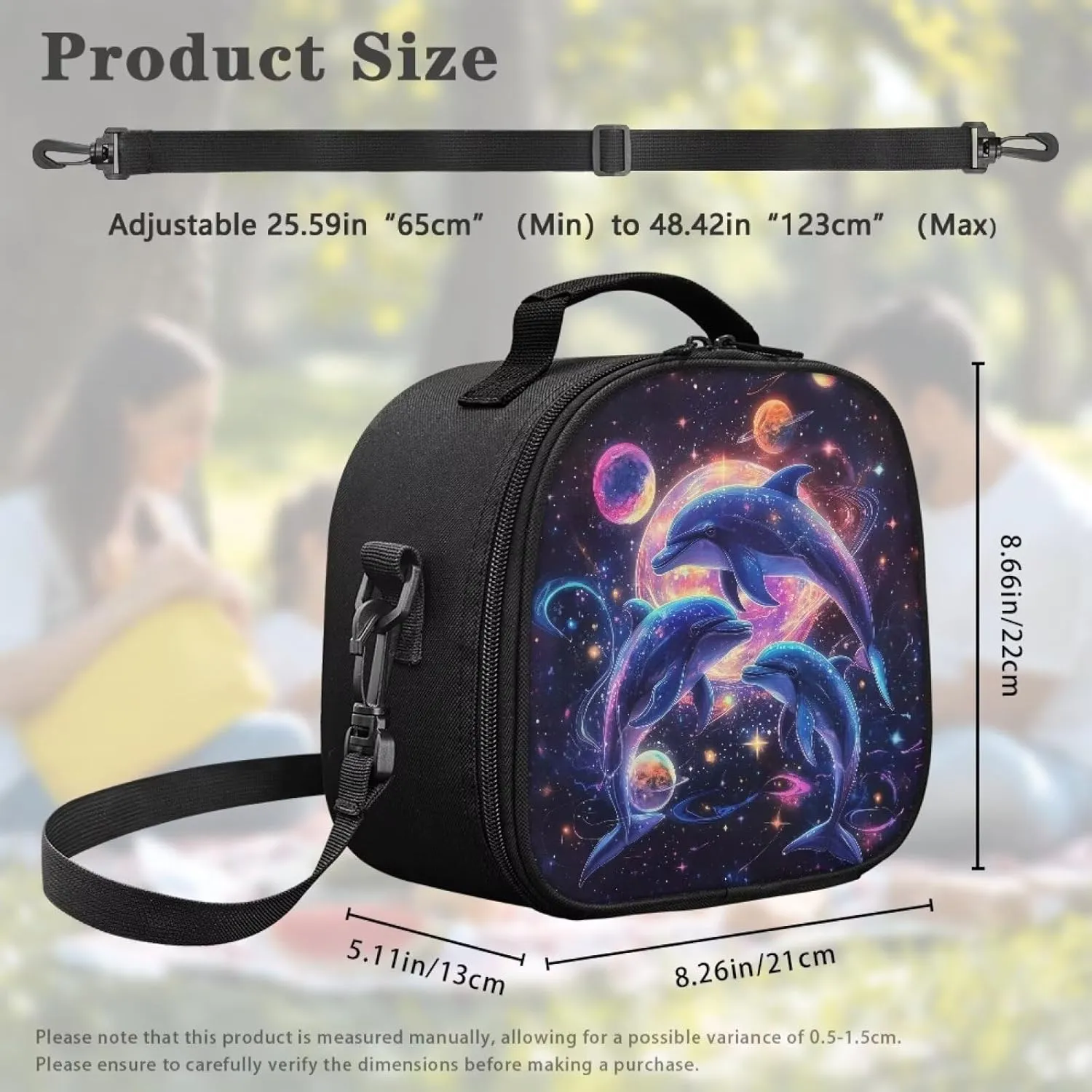 Dolphin Lunch Bags for Kids Back to School Insulated Leakproof Lunch Box Cooler Planet Space Lunchbox Food Containers Soft Meal Prep Container with Adjustable Shoulder Strap