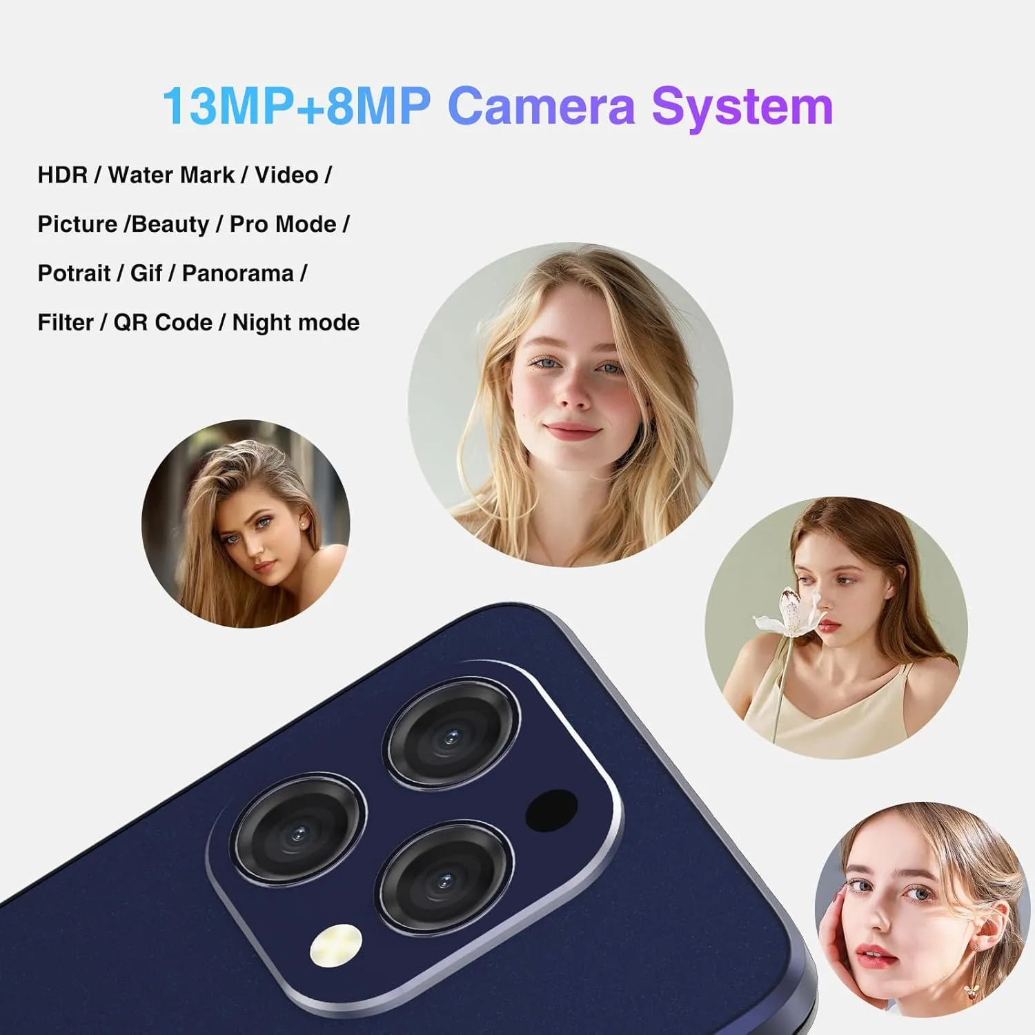 DOOGEE N55 Pro Android Phone, Unlocked Phone with 16GB RAM 256GB ROM, 6.56" HD  90Hz IPS Waterdrop Screen, Octa Core, 5150mAh, Dual SIM Android 14 Smartphone, Face Unlock,Dark Blue