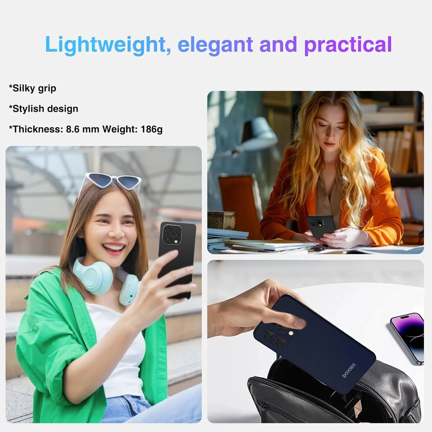 DOOGEE N55 Pro Android Phone, Unlocked Phone with 16GB RAM 256GB ROM, 6.56" HD  90Hz IPS Waterdrop Screen, Octa Core, 5150mAh, Dual SIM Android 14 Smartphone, Face Unlock,Dark Blue