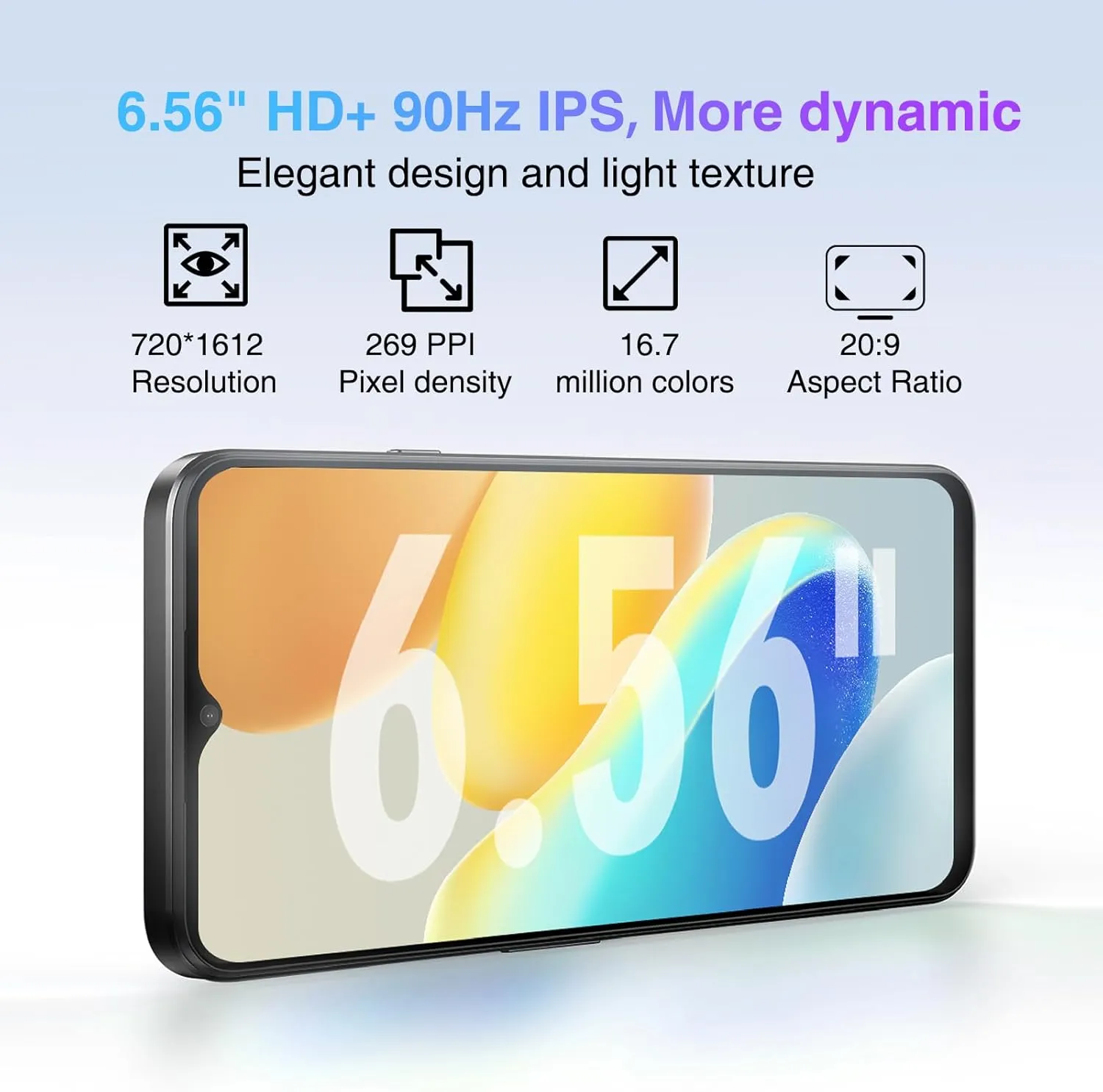 DOOGEE N55 Pro Android Phone, Unlocked Phone with 16GB RAM 256GB ROM, 6.56" HD  90Hz IPS Waterdrop Screen, Octa Core, 5150mAh, Dual SIM Android 14 Smartphone, Face Unlock,Dark Blue