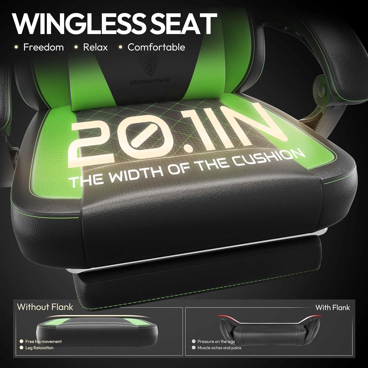 Dowinx Gaming Chair with Pocket Spring Cushion, Ergonomic Computer Chair with Massage Lumbar and Footrest for Adults, High Back Game Chair Leather for Office Gaming 300LBS, Green New