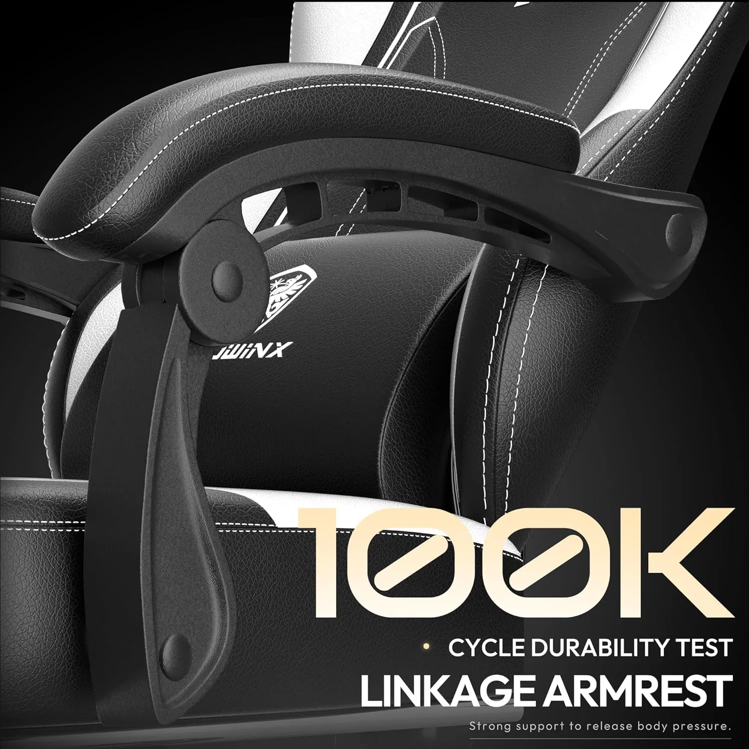 Dowinx Gaming Chair with Pocket Spring Cushion for Adults, Ergonomic Computer Chair with Footrest and Massage Lumbar Support, High Back Leather Game Chair for Office, Gaming, 300LBS, White