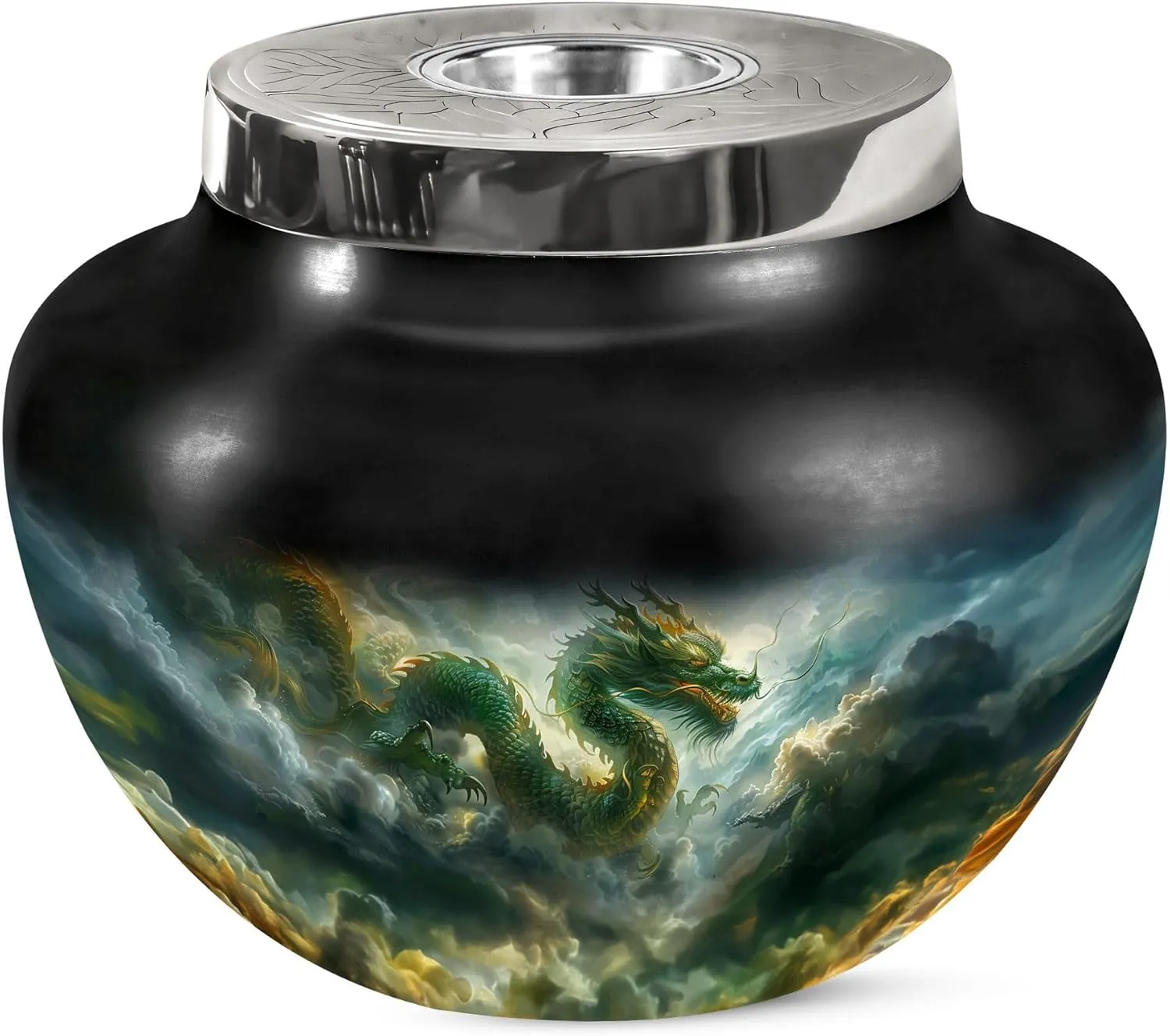 Dragon Cremation Urns for Adult Ashes Women - Large Purple Funeral Urns for Adult Male - Blue Memorial Urn for Human Ashes Female - Matki Burial Urn for Man - 7 Inch