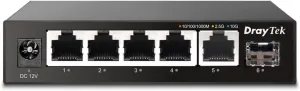 DrayTek VigorSwitch Q60x Multi-gig High Performance Unmanaged Switch, 5 x 2.5 GbE Ports, 1 x 10Gbps SFP  Uplink