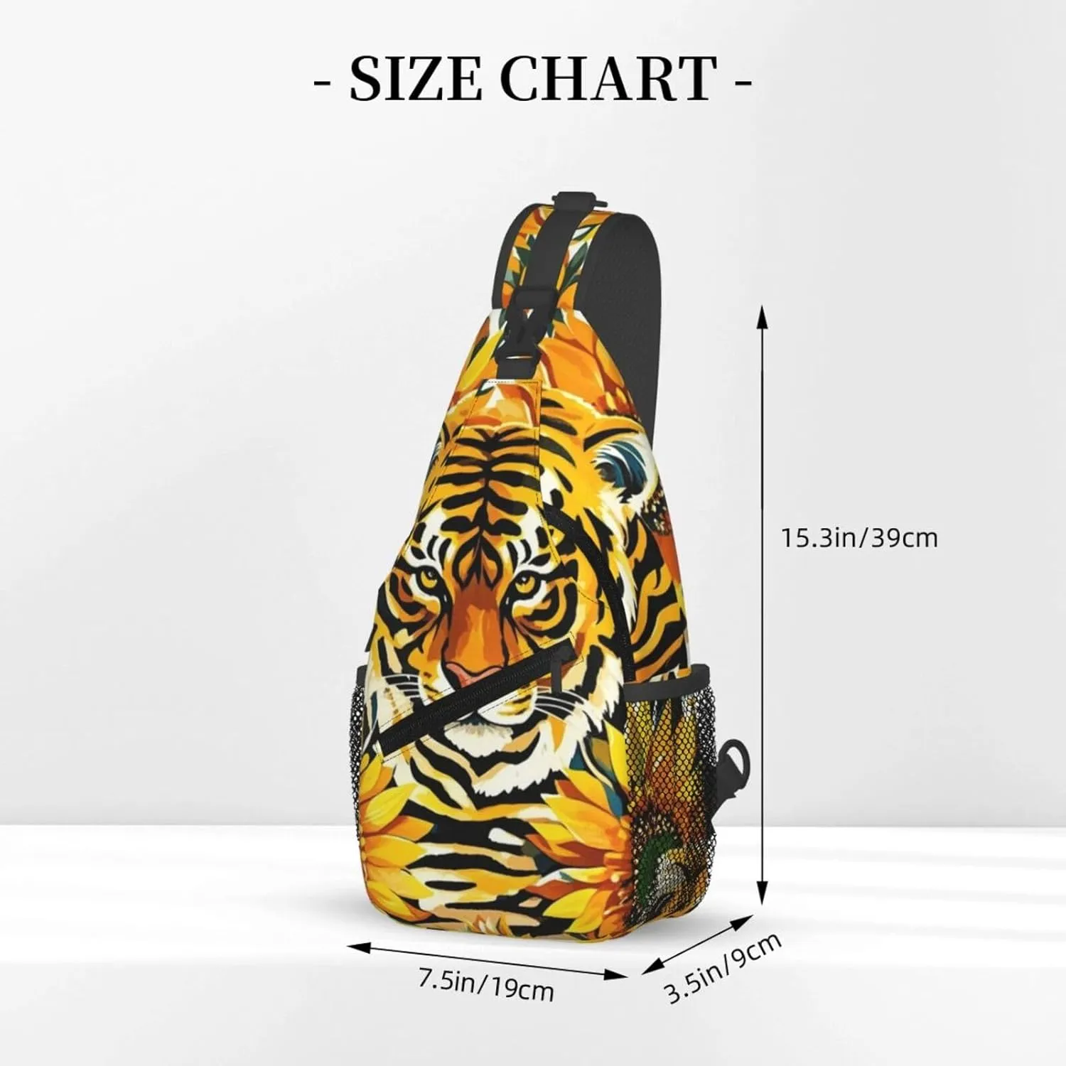 Dreamy Tiger Sunflower Crossbody Bags Cross Chest Bag Adjustable Sling Backpack for Women Men