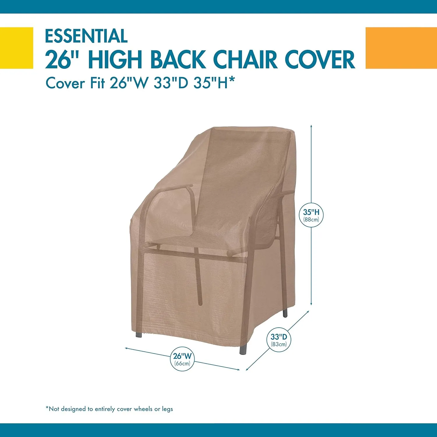 Duck Covers Essential Water-Resistant 26 Inch Patio High Back Chair Cover, stackable chair covers for outdoor furniture