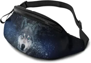 Dujiea Fanny Pack, Wolf Wallpaper Waist Bag With Headphone Hole Belt Bag Adjustable Sling Pocket Fashion Hip Bum Bag For Women Men Kids Outdoors Casual Travelling Hiking Cycling