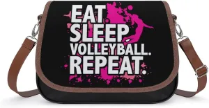 Eat Sleep Volleyball Repeat Women's Small Sling Crossbody Bag Trendy Messenger Bags with Adjustable Strap for Travel