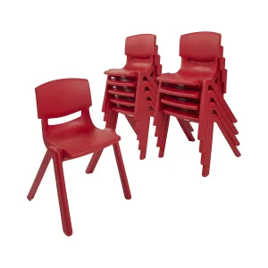 ECR4Kids 12in Plastic School Stack Chair, Classroom Furniture, Red, 10-Piece