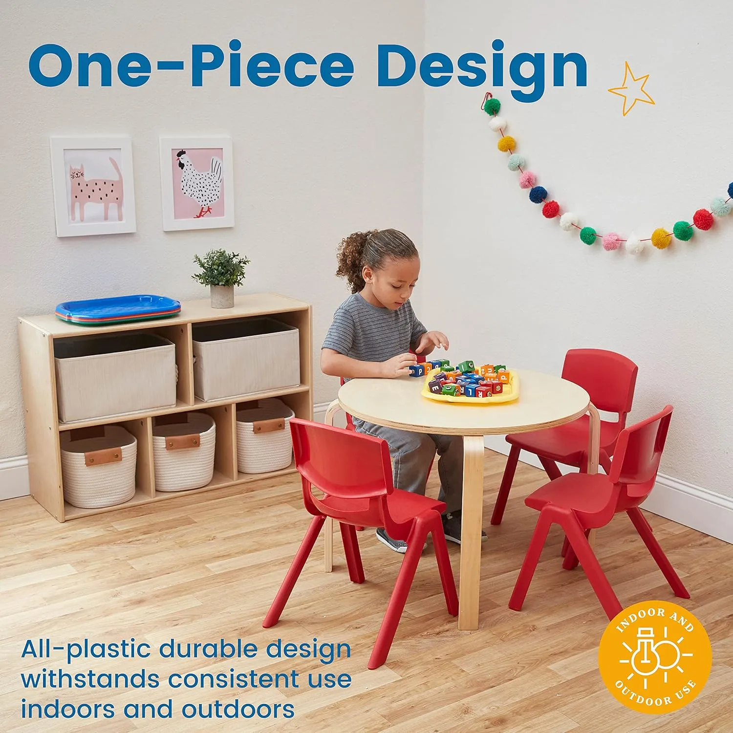 ECR4Kids 12in Plastic School Stack Chair, Classroom Furniture, Red, 10-Piece