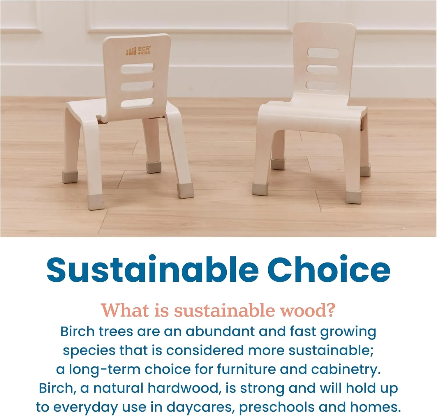 ECR4Kids Bentwood Chair, 10in Seat Height, Stackable Seats, White Wash, 2-Pack
