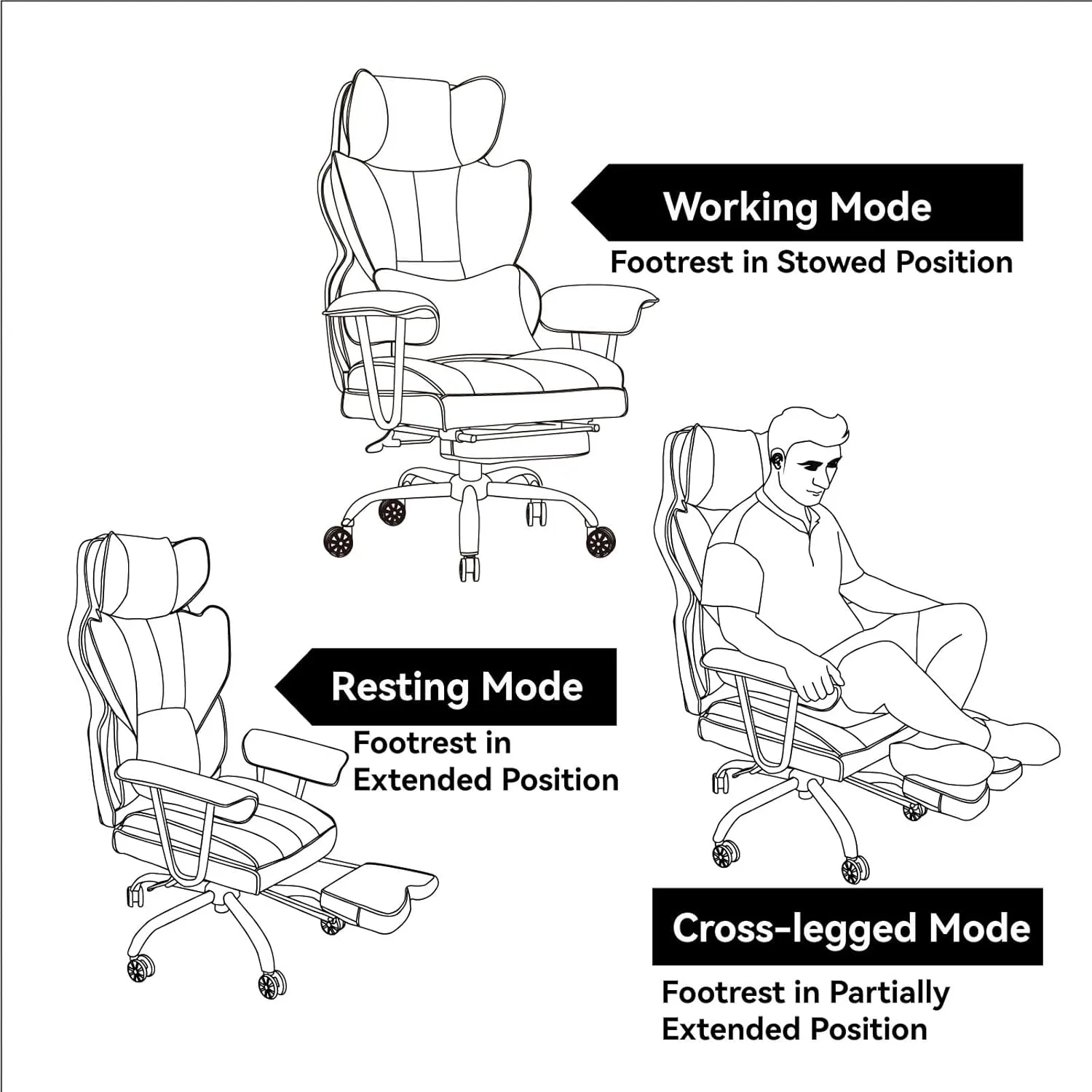 Efomao Big and Tall Office Chair 400lbs – PU Leather Executive Office Chair with Lumbar Support & Leg Rest, Heavy-Duty Computer Chair for Home Office, Dark Beige by boahaus