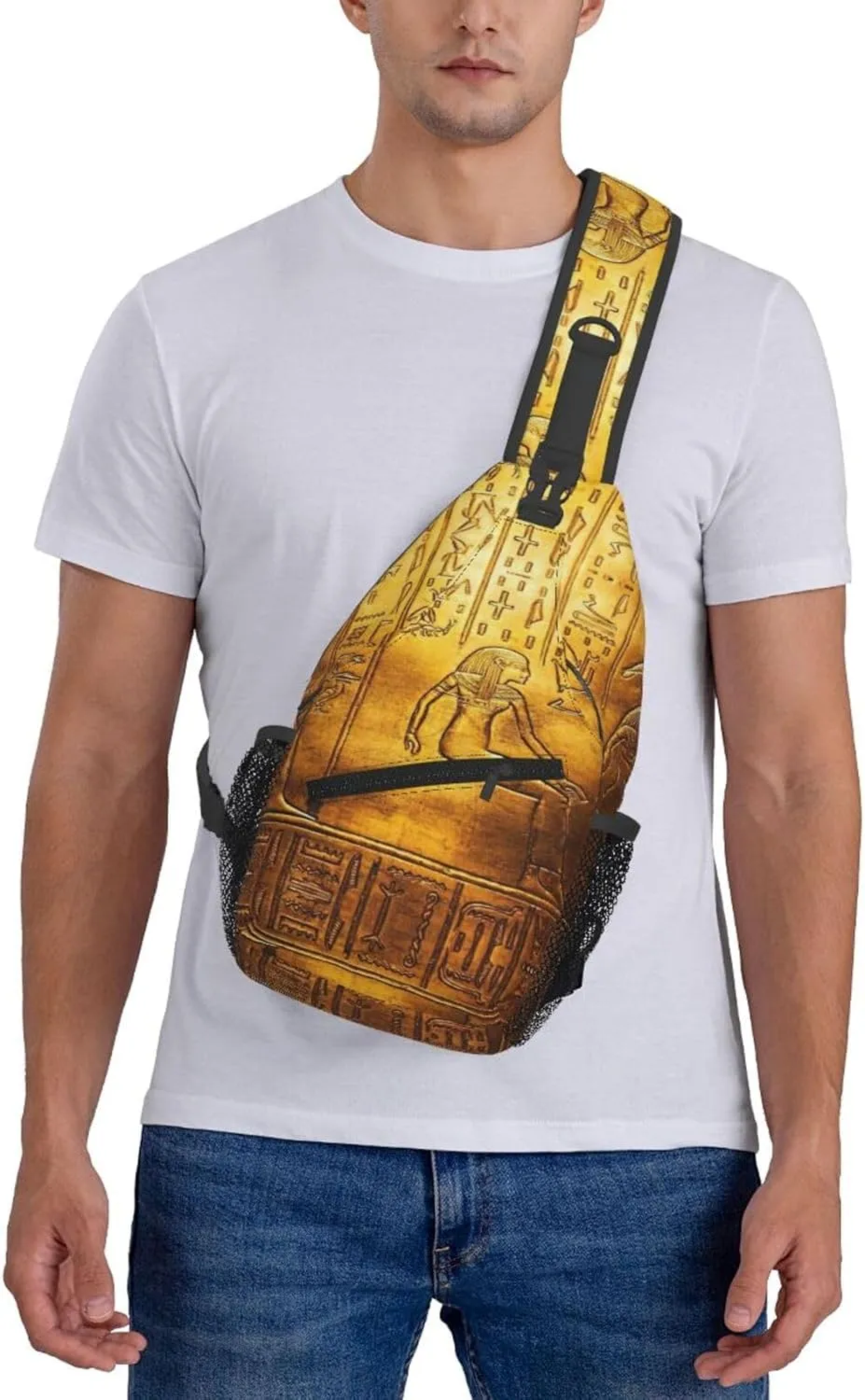 Egypt Hieroglyphics Print Lightweight Sling Small Shoulder Bag - Chic Cross Chest Bag With Adjustable Strap