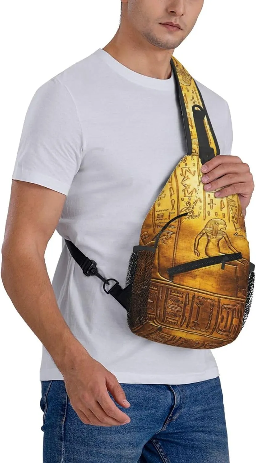 Egypt Hieroglyphics Print Lightweight Sling Small Shoulder Bag - Chic Cross Chest Bag With Adjustable Strap