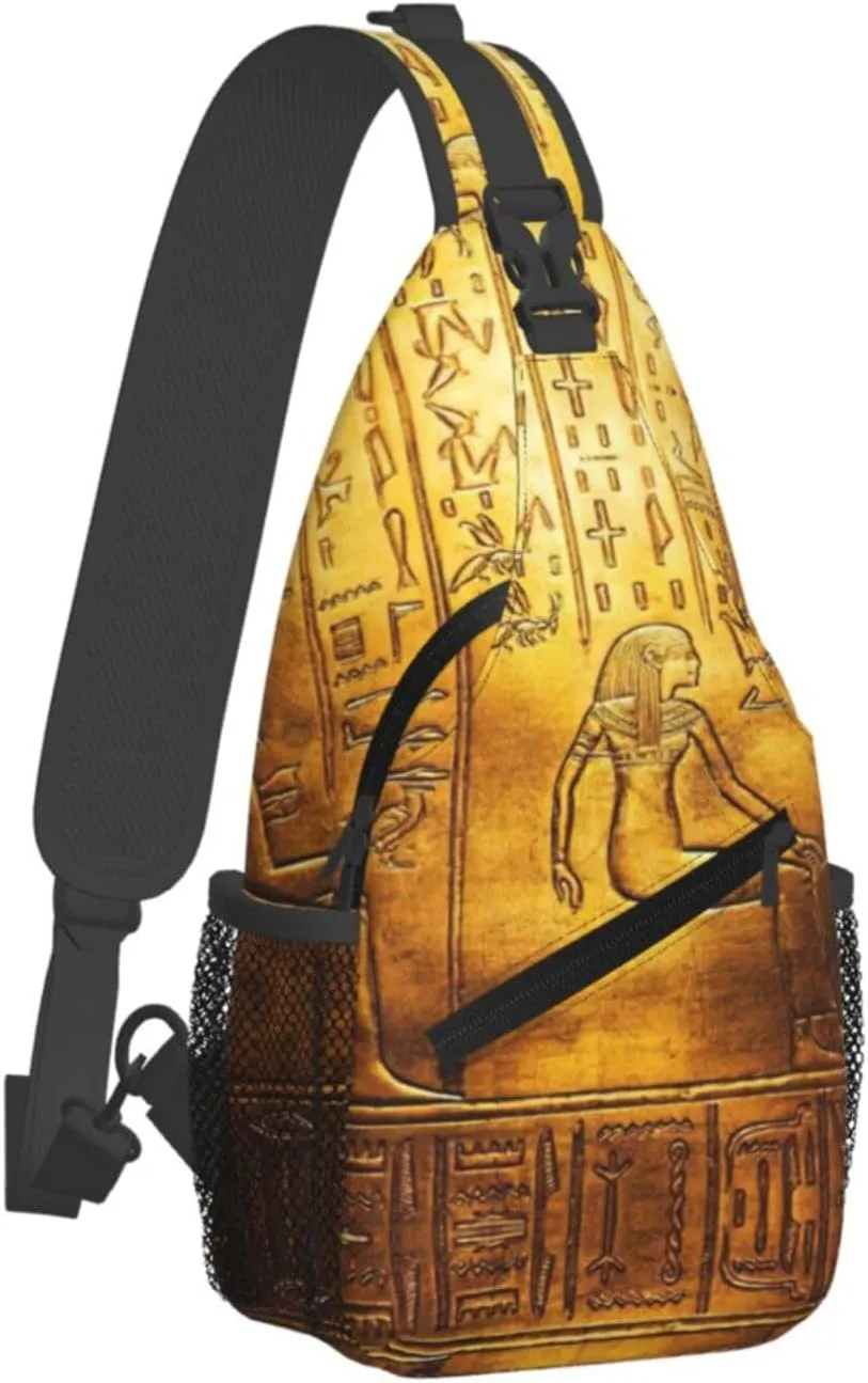 Egypt Hieroglyphics Print Lightweight Sling Small Shoulder Bag - Chic Cross Chest Bag With Adjustable Strap