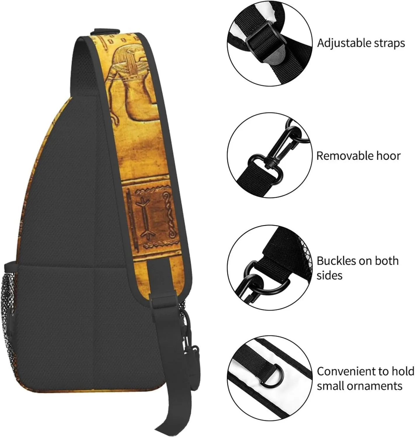 Egypt Hieroglyphics Print Lightweight Sling Small Shoulder Bag - Chic Cross Chest Bag With Adjustable Strap
