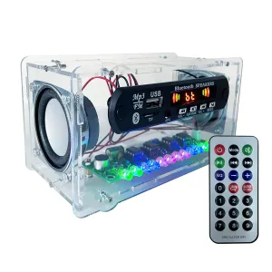 EIELE DIY Blutoth-Compatible Speaker Kit Multi-Function Soldering Practice kit Voice-Activated Level Indicator Dual Channel Speaker for Soldering Project Transparent Speaker