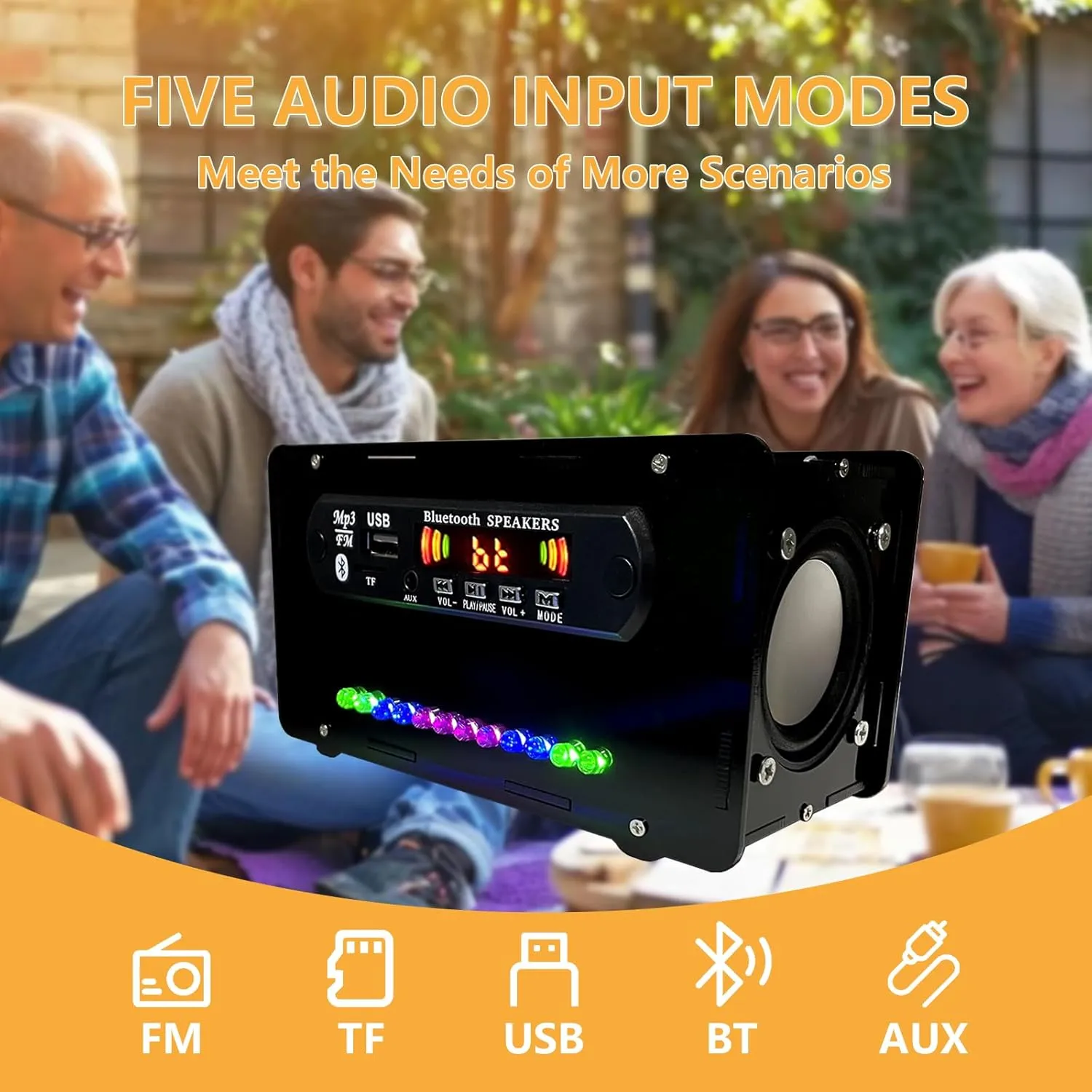 EIELE Soldering Practice Kit - Multi-Function Speaker with AUX & TF Playback, Voice-Activated Level Indicator, Dual Channel, Black Case