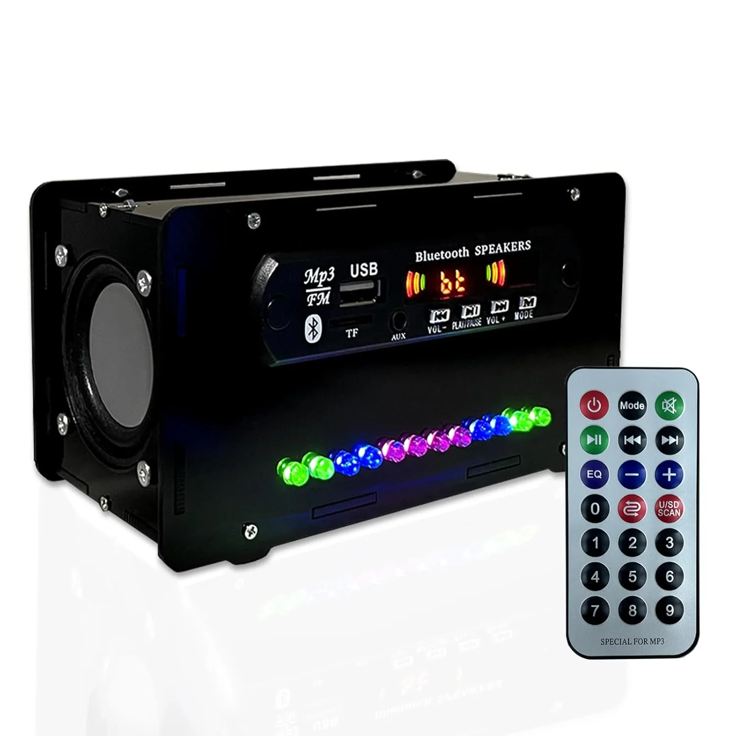 EIELE Soldering Practice Kit - Multi-Function Speaker with AUX & TF Playback, Voice-Activated Level Indicator, Dual Channel, Black Case