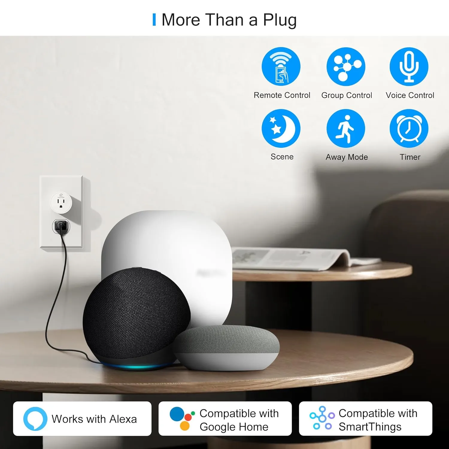 EIGHTREE Smart Plug, Smart Plugs That Work with Alexa and Google Home, Compatible with SmartThings, Smart Outlet with WiFi Remote Control and Timer Function, 2.4GHz Wi-Fi Only, 4 Packs