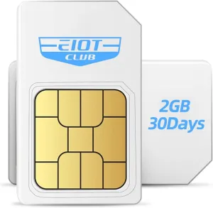 EIOTCLUB Prepaid SIM Card | 4G LTE - USA Compatible with Nationwide Networks for Unlocked IoT Device(NOT for Voice/Text Service. for Data Use Only) (2GB 30DAY)