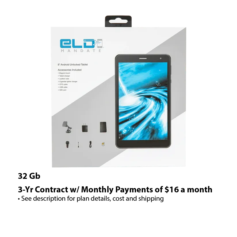 ELD Mandate's 8" Dashboard Tablet with GPS (16Gb or 32Gb)