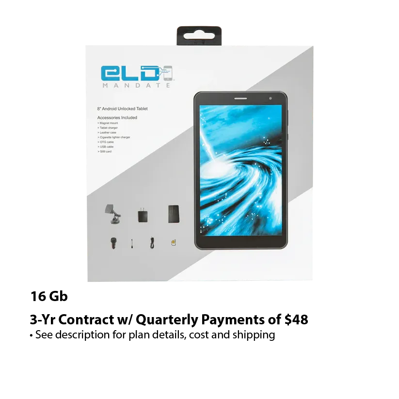 ELD Mandate's 8" Dashboard Tablet with GPS (16Gb or 32Gb)