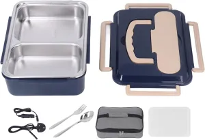 Electric Lunch Box, Stainless Steel Food Warmer Lunch Box British Standard Portable Cooking Container for Car Truck Home Work Adults Food Heating