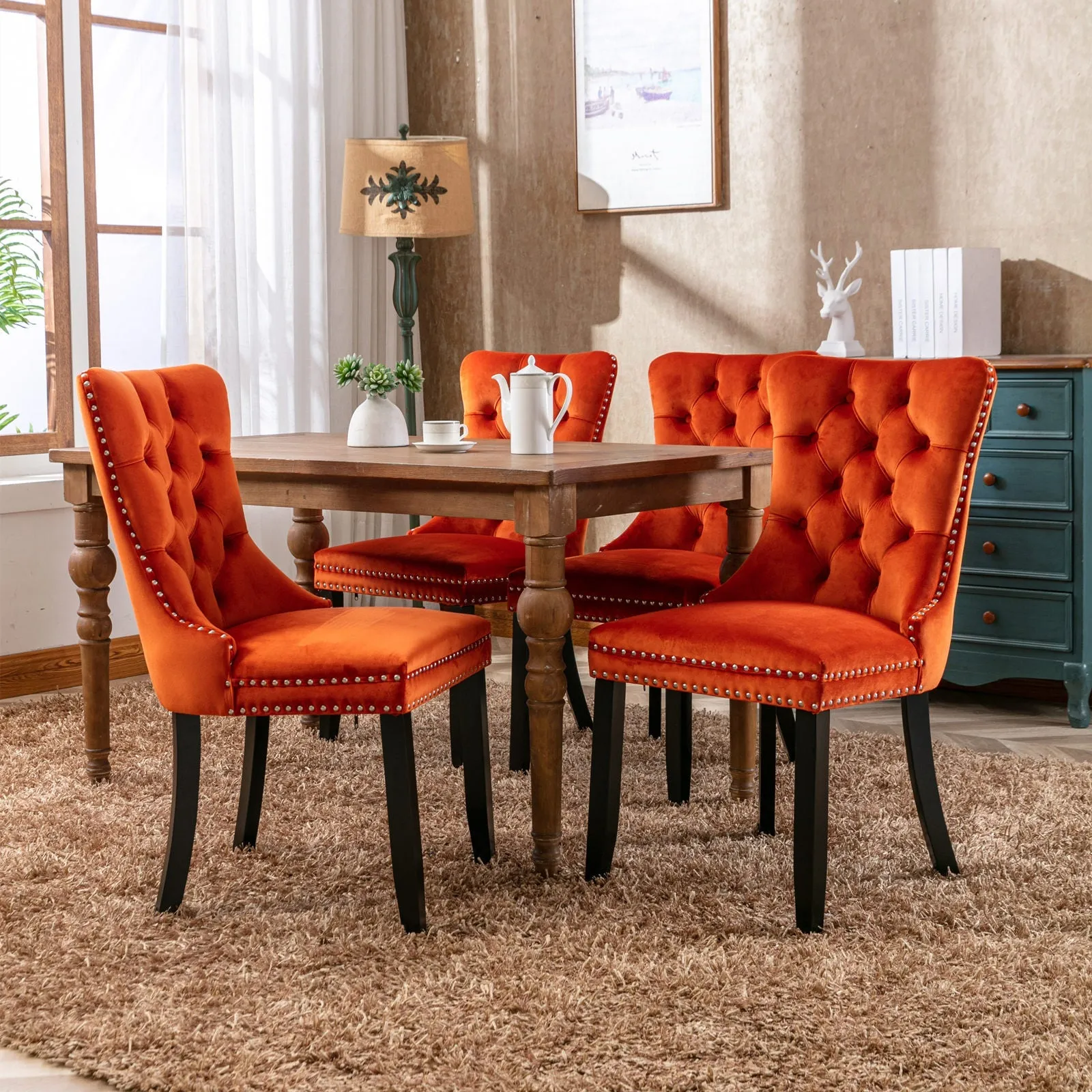 Elegant Velvet Tufted Dining Chairs – Luxury & Comfort for Your Home!