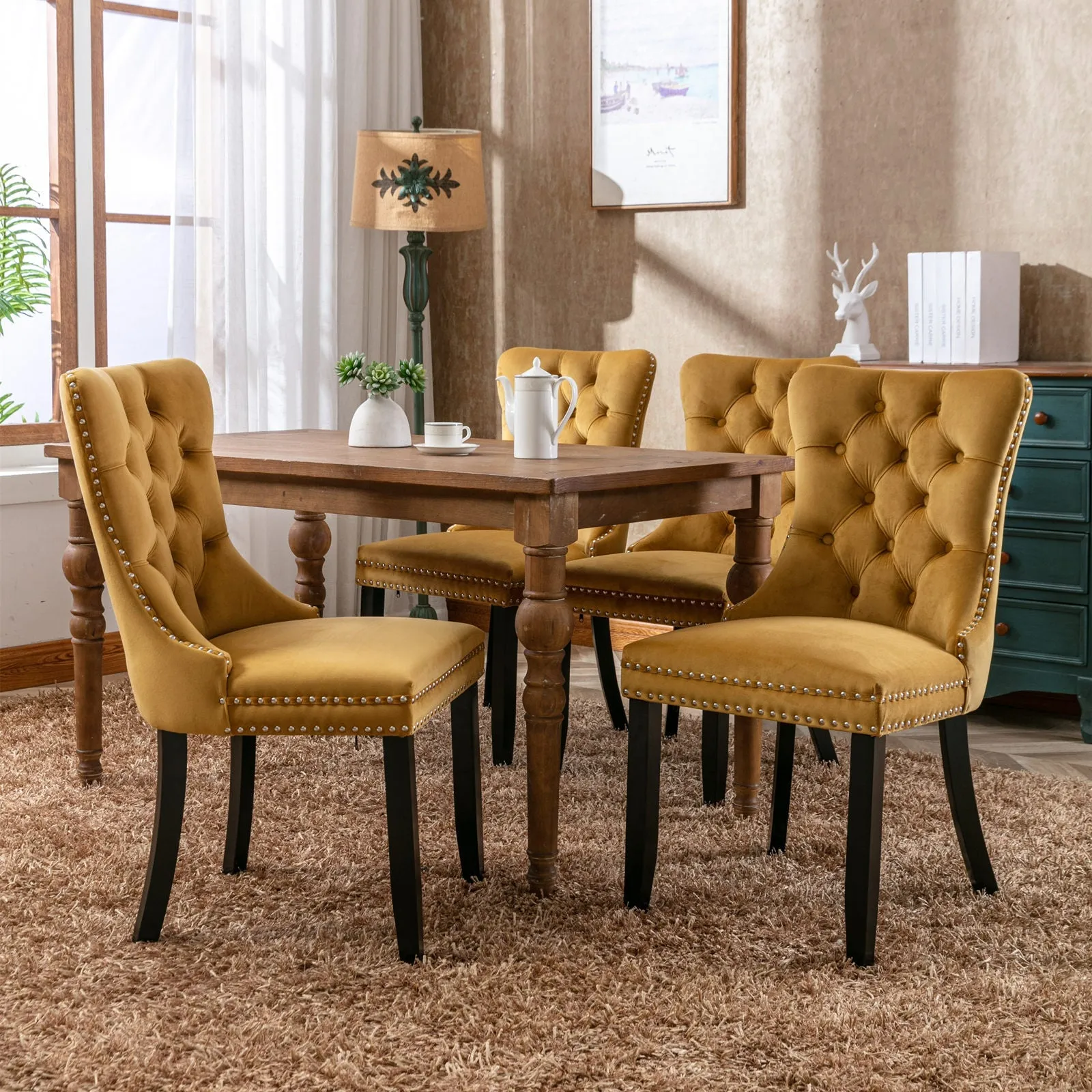 Elegant Velvet Tufted Dining Chairs – Luxury & Comfort for Your Home!