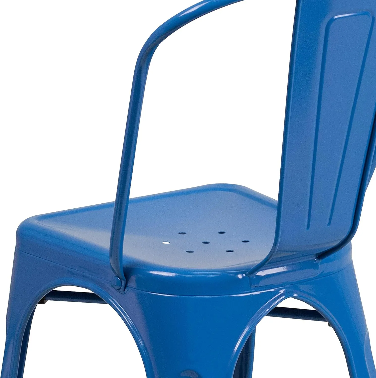 EMMA   OLIVER 4 Pack Blue Metal Stackable Indoor-Outdoor Chair - Restaurant & Bistro Chair