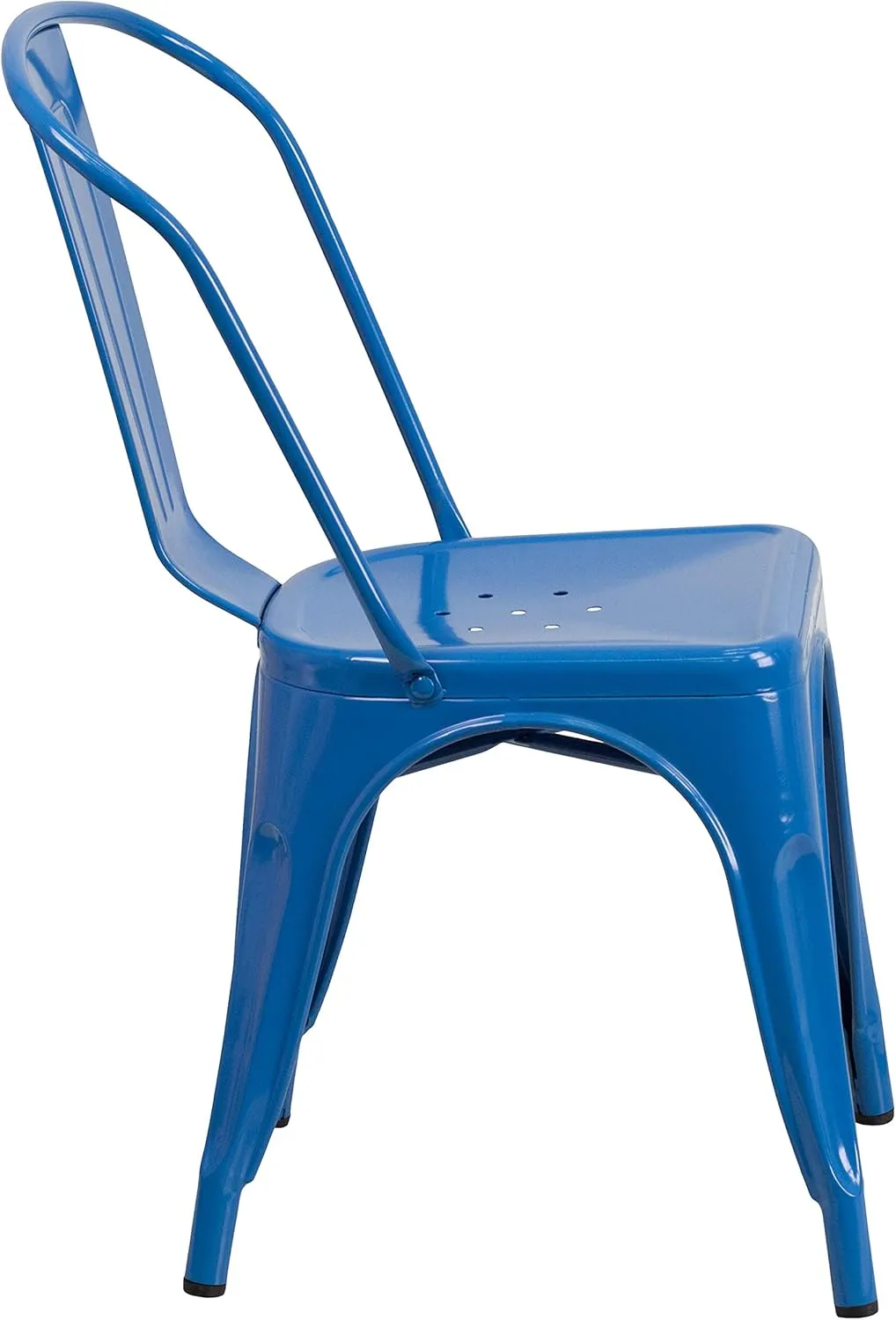 EMMA   OLIVER 4 Pack Blue Metal Stackable Indoor-Outdoor Chair - Restaurant & Bistro Chair