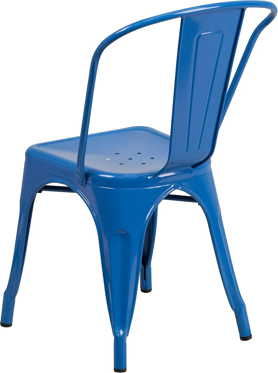 EMMA   OLIVER 4 Pack Blue Metal Stackable Indoor-Outdoor Chair - Restaurant & Bistro Chair