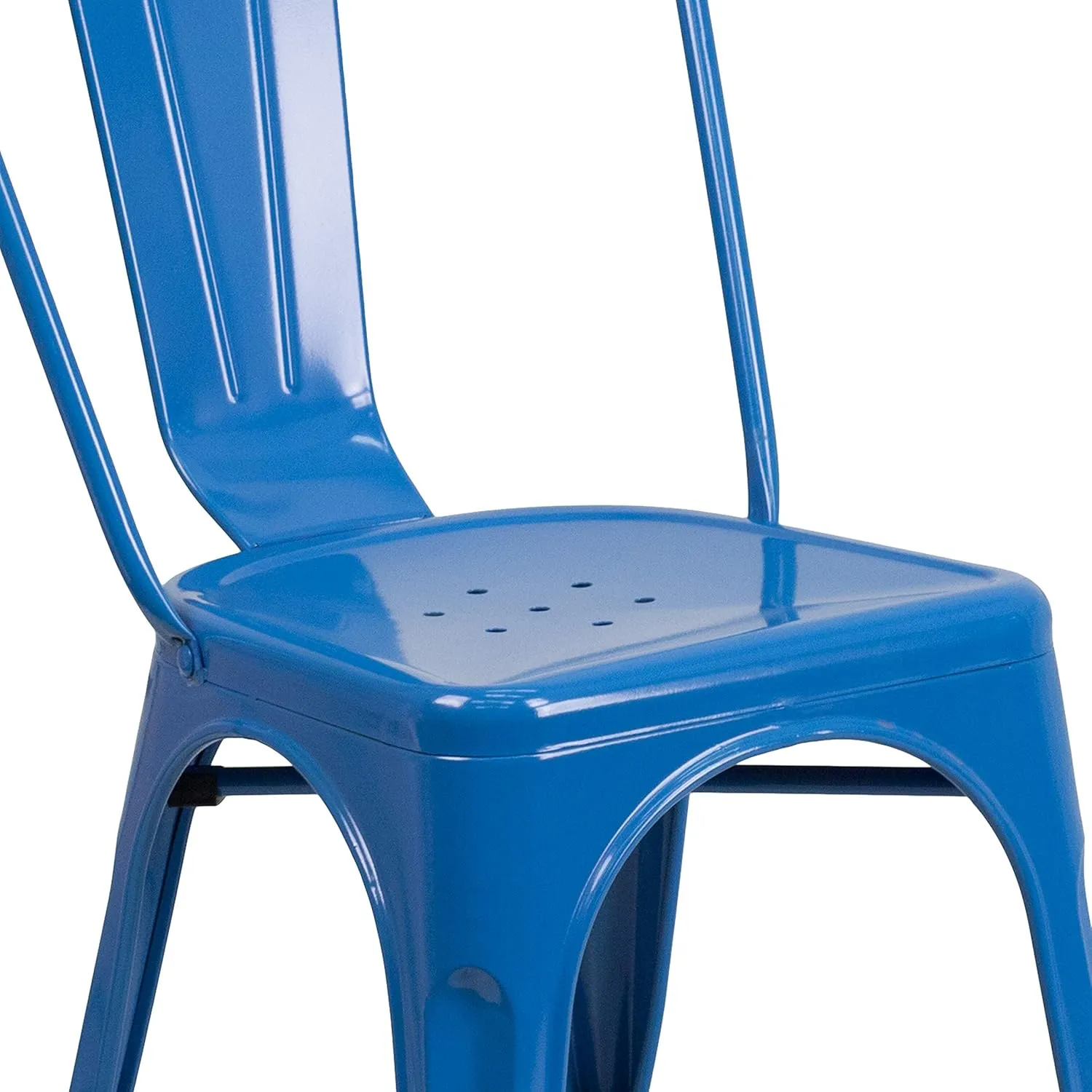 EMMA   OLIVER 4 Pack Blue Metal Stackable Indoor-Outdoor Chair - Restaurant & Bistro Chair