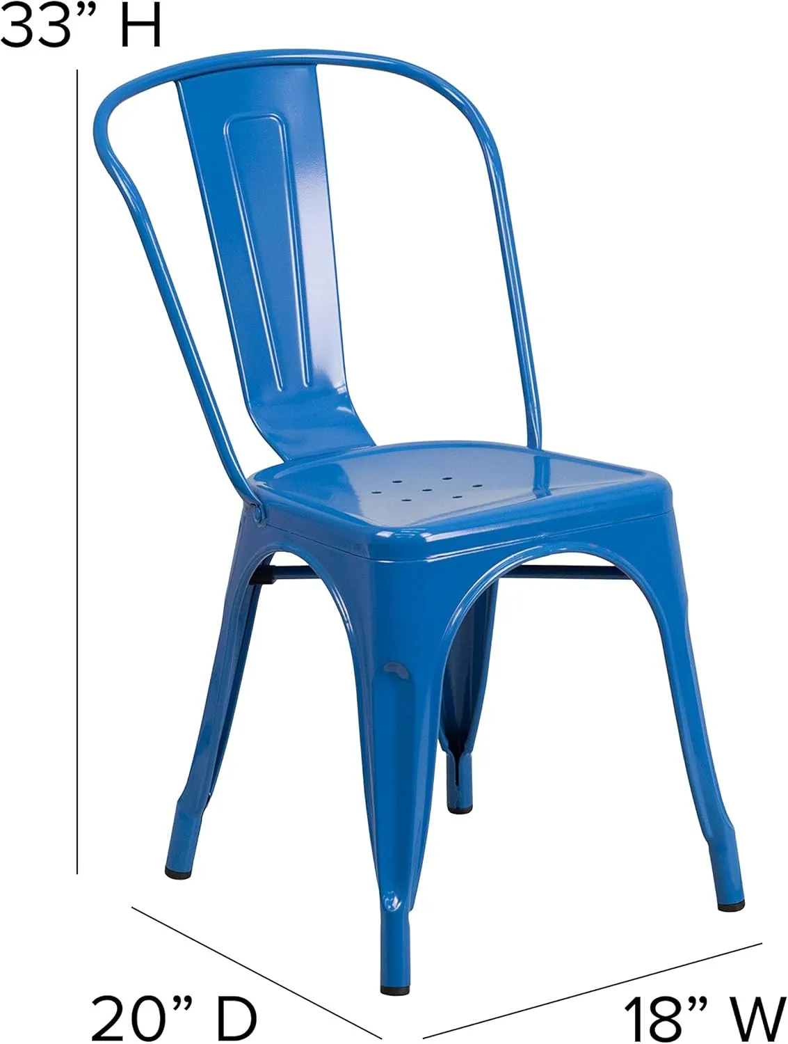 EMMA   OLIVER 4 Pack Blue Metal Stackable Indoor-Outdoor Chair - Restaurant & Bistro Chair