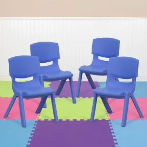 EMMA   OLIVER 4 Pack Blue Plastic Stackable School Chair with 10.5" H Seat, Preschool Chair