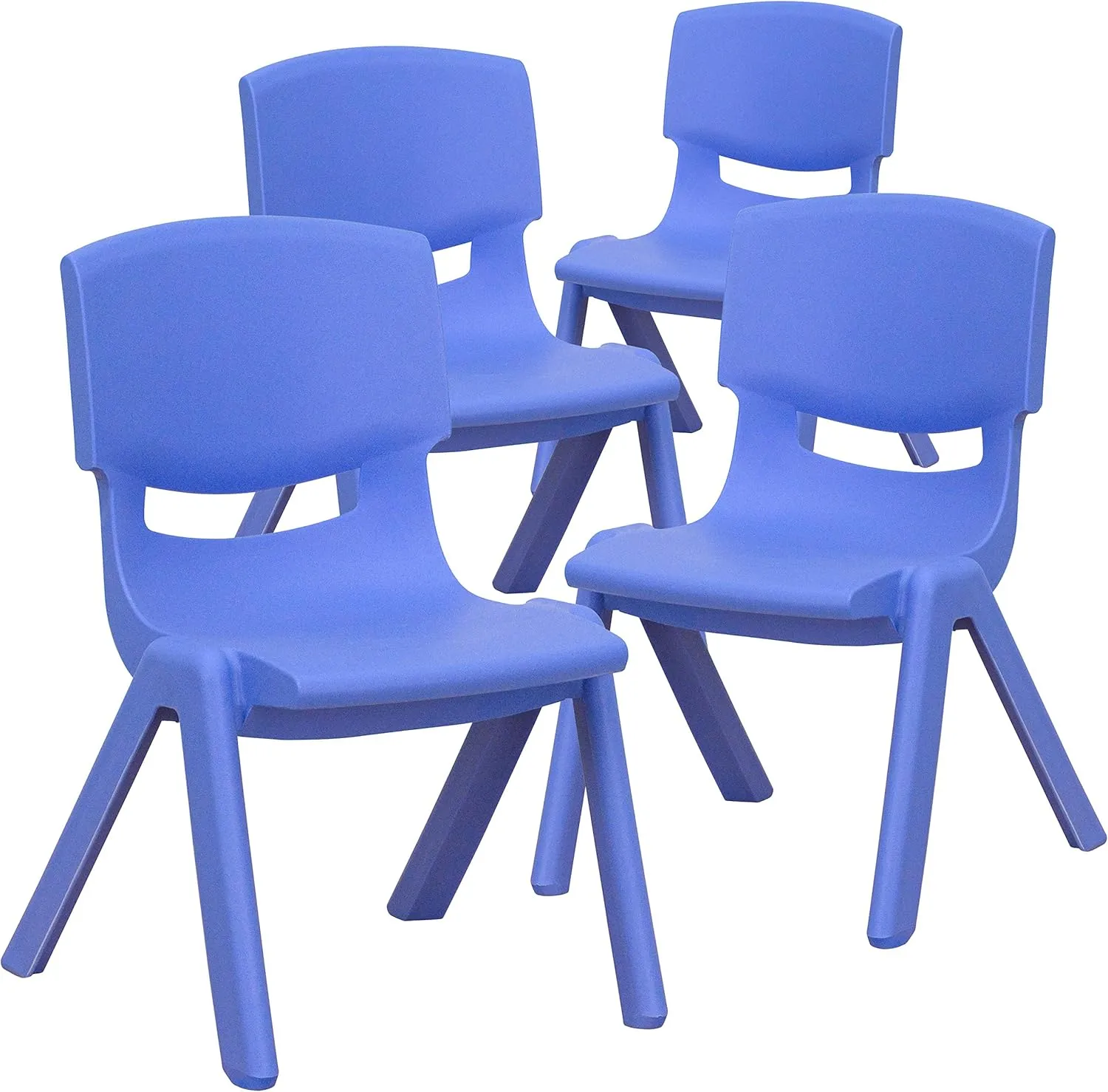 EMMA   OLIVER 4 Pack Blue Plastic Stackable School Chair with 10.5" H Seat, Preschool Chair
