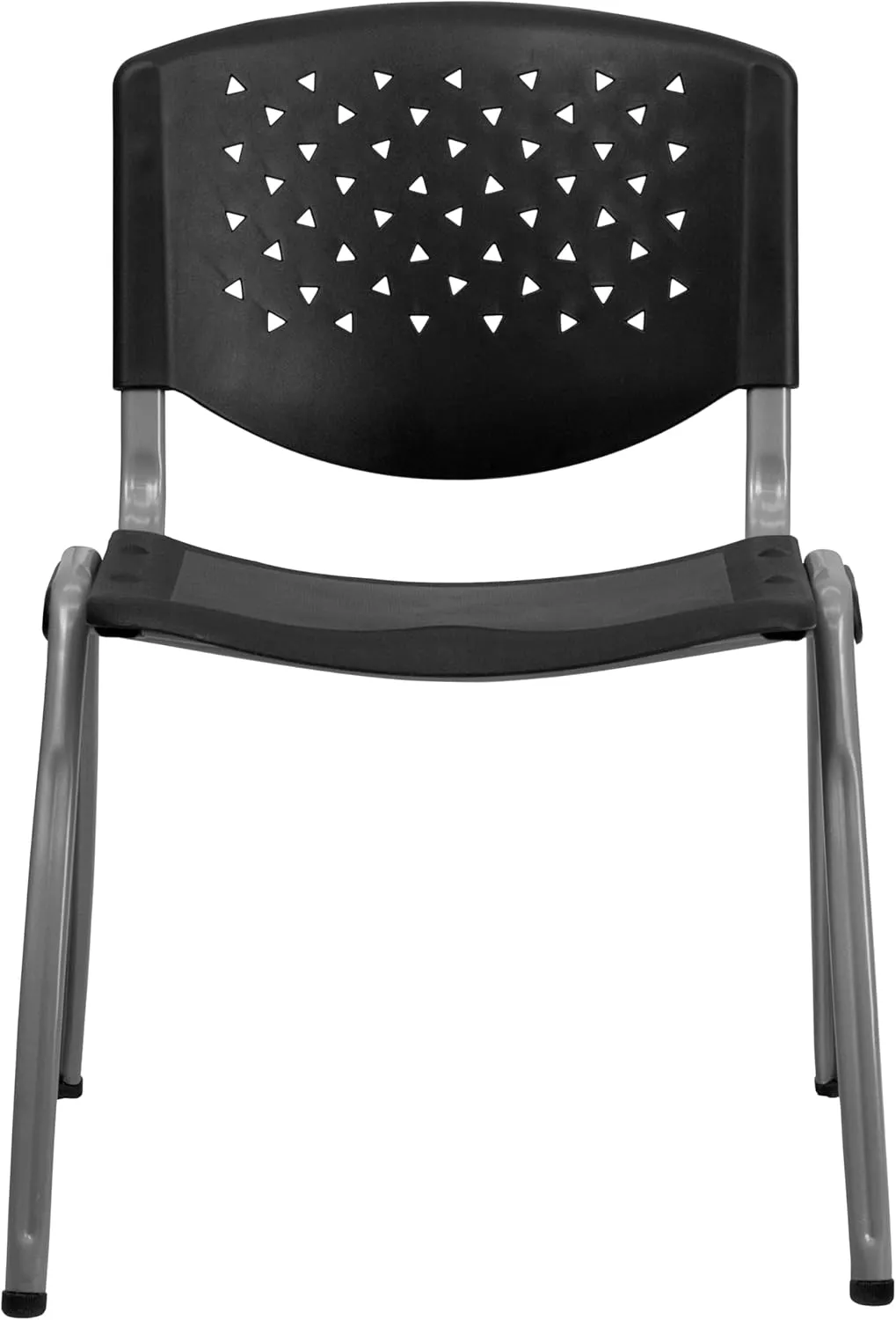 EMMA   OLIVER Home and Office Black Plastic Stack Chair with Perforated Back - Guest Chair