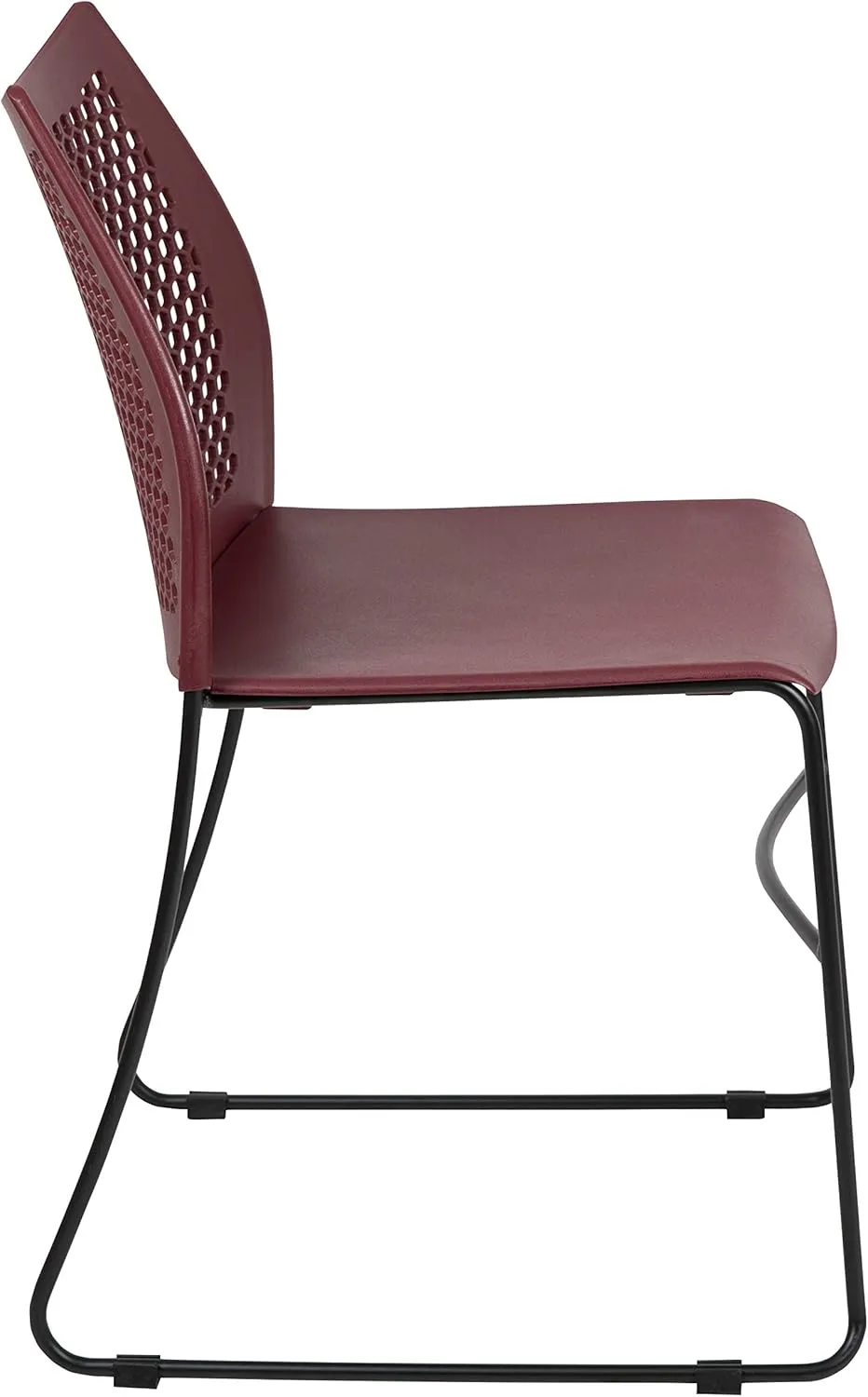 EMMA   OLIVER Home and Office Burgundy Sled Base Stack Chair with Air-Vent Back - Guest Chair