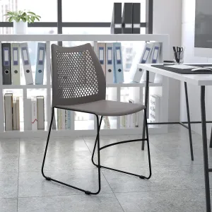 EMMA   OLIVER Home and Office Gray Sled Base Stack Chair with Air-Vent Back - Guest Chair