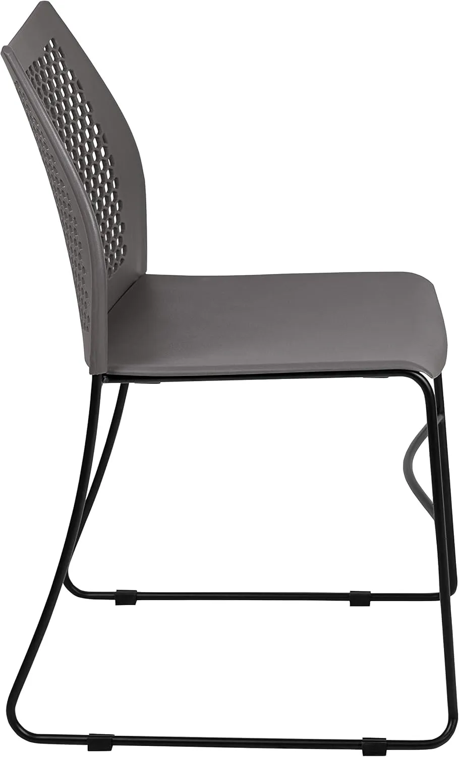 EMMA   OLIVER Home and Office Gray Sled Base Stack Chair with Air-Vent Back - Guest Chair
