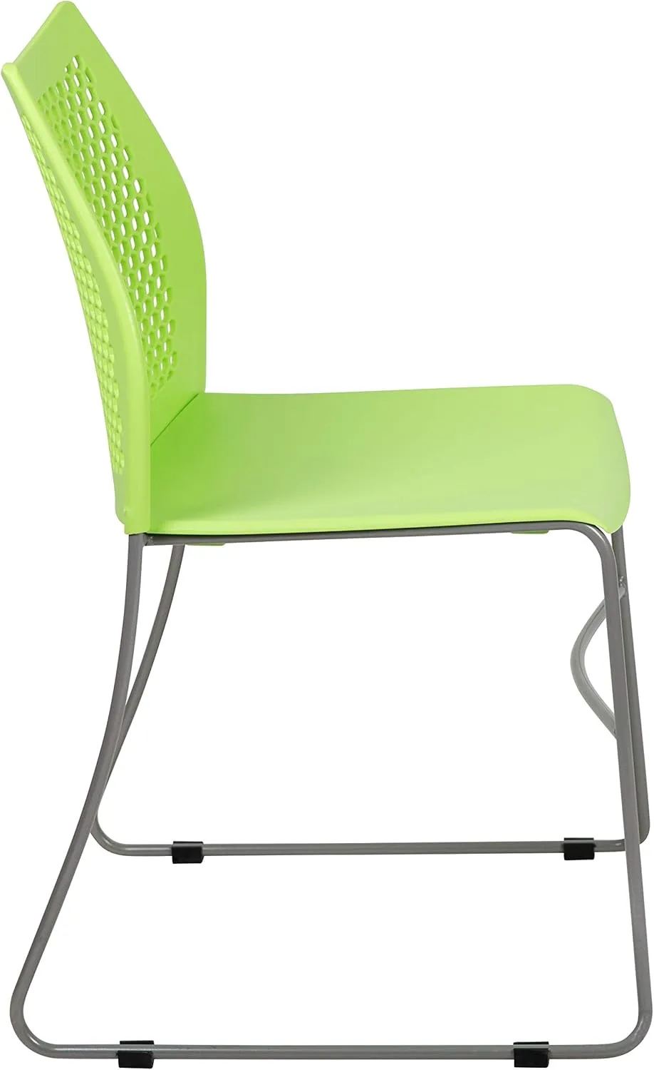 EMMA   OLIVER Home and Office Green Sled Base Stack Chair with Air-Vent Back - Guest Chair