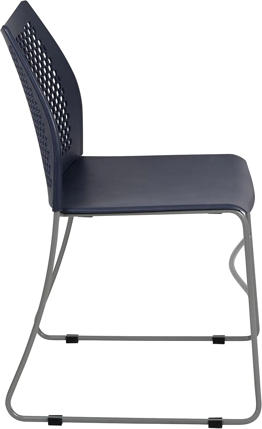 EMMA   OLIVER Home and Office Navy Sled Base Stack Chair with Air-Vent Back - Guest Chair
