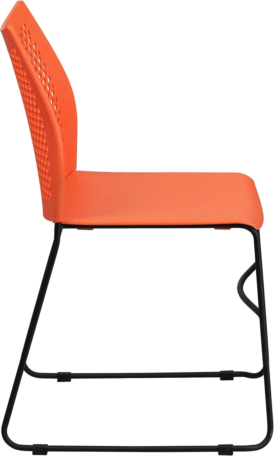 EMMA   OLIVER Home and Office Orange Sled Base Stack Chair with Air-Vent Back - Guest Chair
