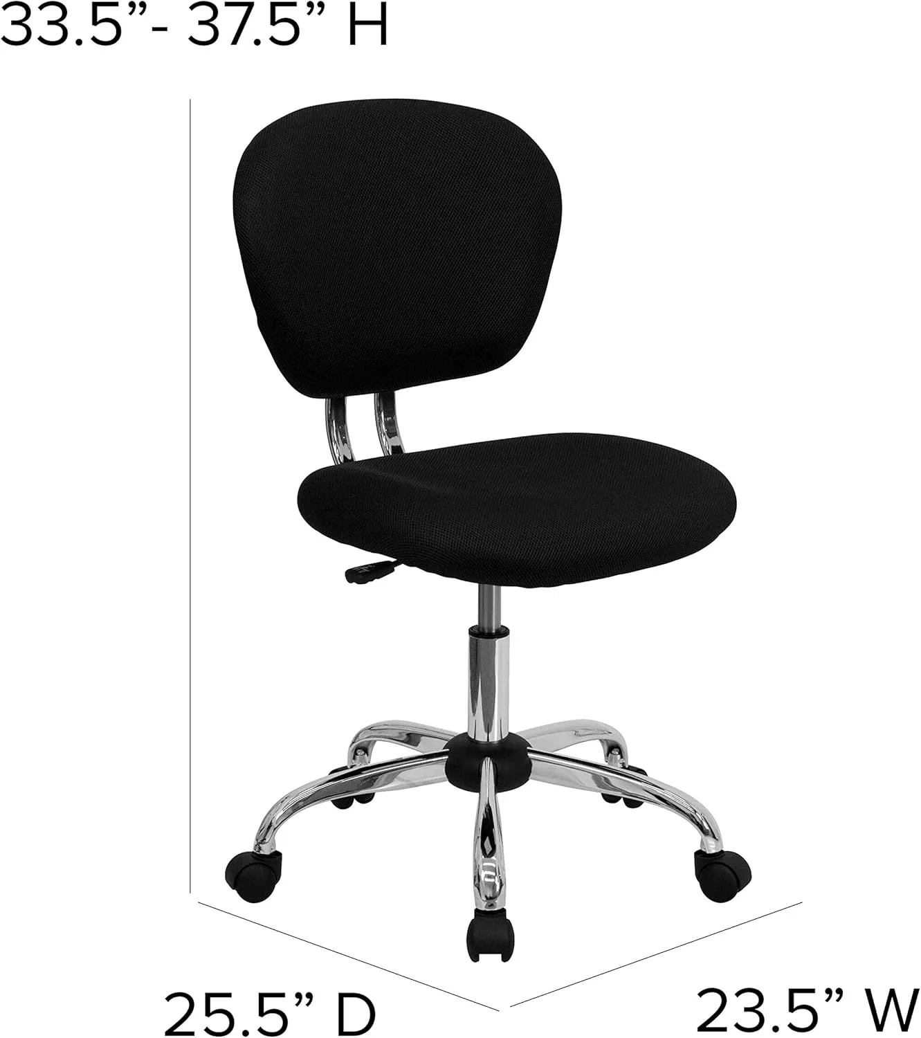 EMMA   OLIVER Mid-Back Black Mesh Padded Swivel Task Office Chair with Chrome Base