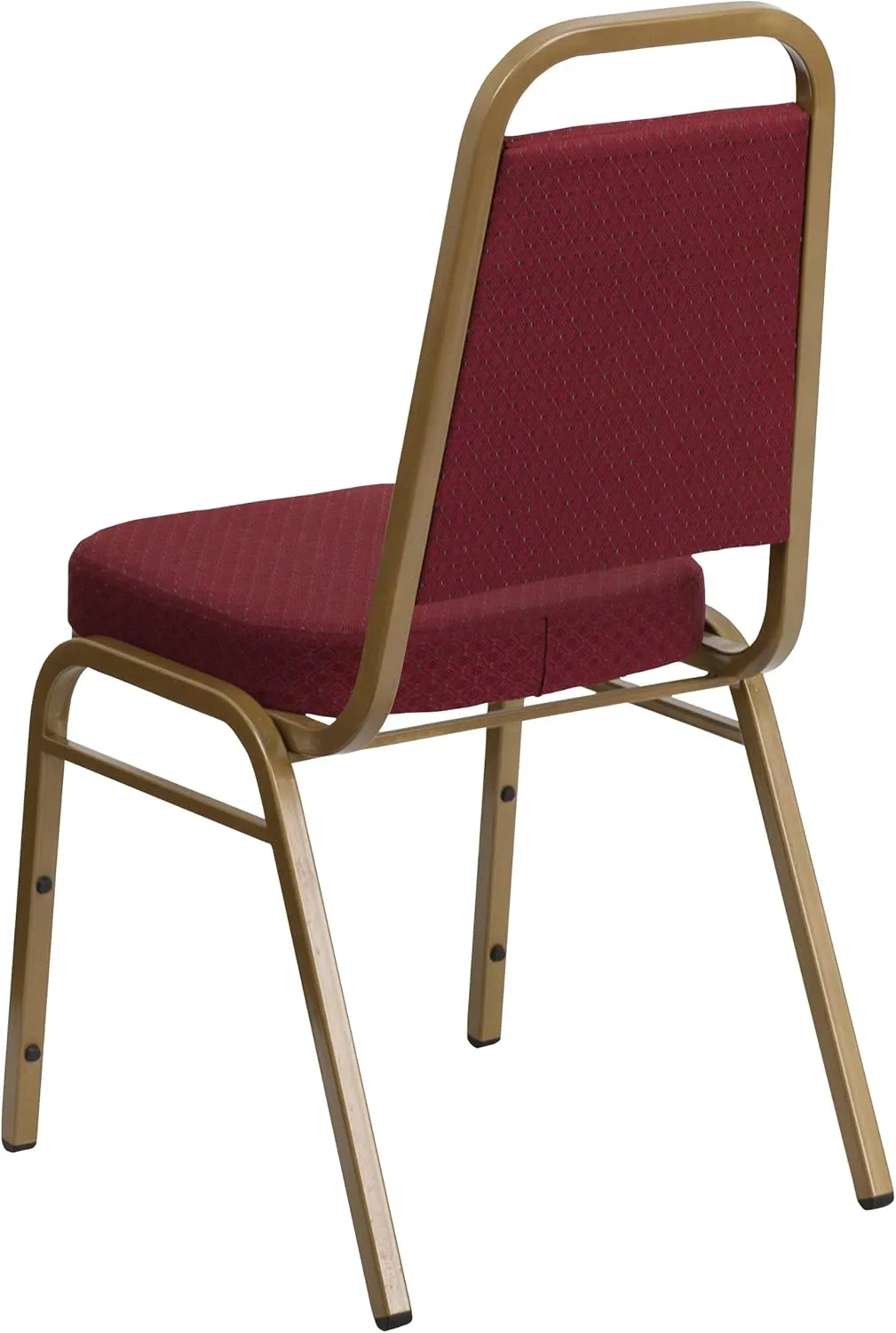 EMMA   OLIVER Trapezoid Back Banquet Chair, Burgundy Patterned Fabric/Gold Frame