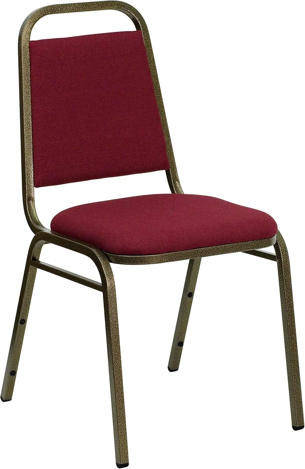 EMMA   OLIVER Trapezoidal Back Banquet Chair, Burgundy Fabric/Gold Vein Frame
