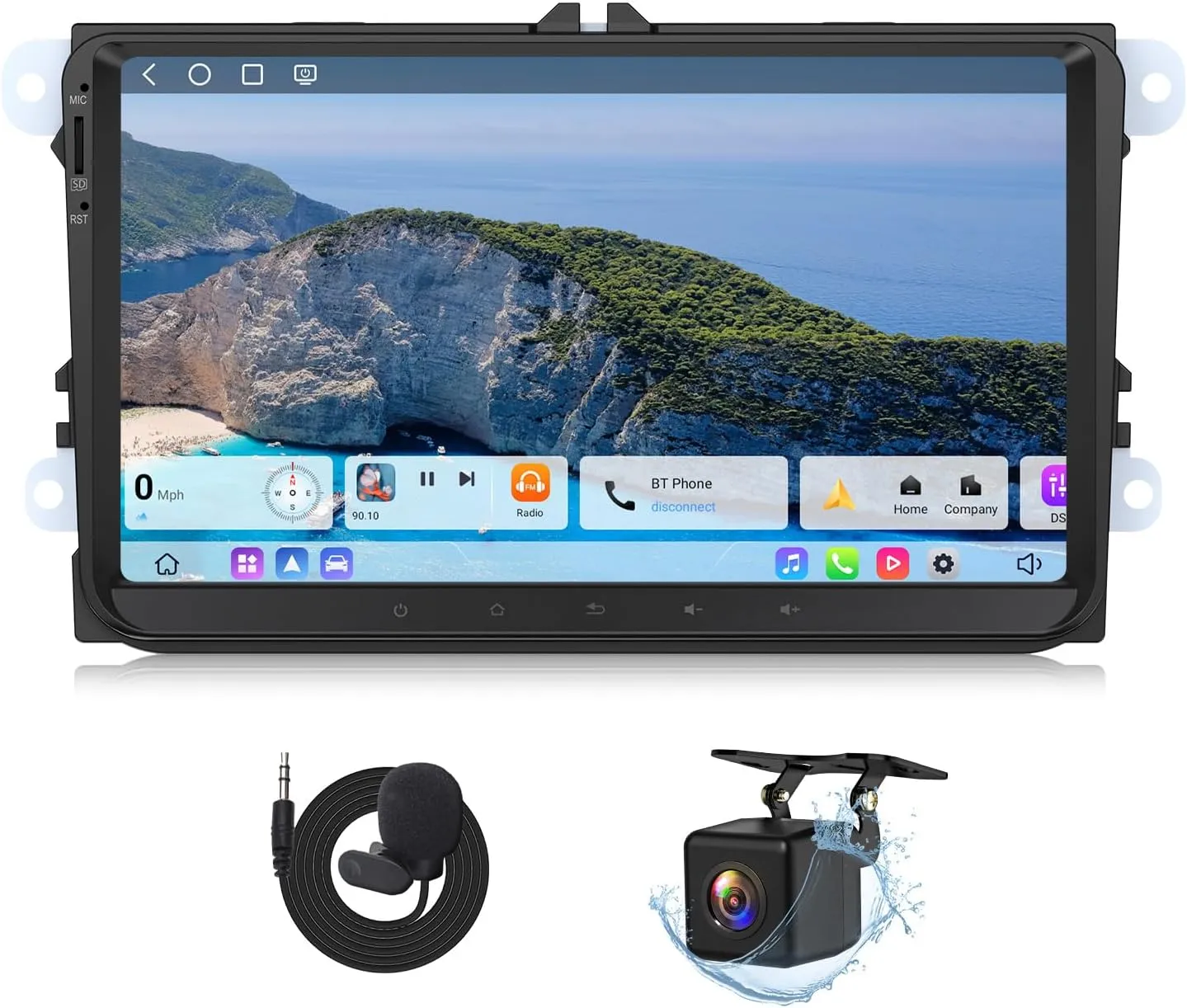 Eonon 9 inch Headunit for Volkswagen SEAT Skoda Android 13 6 64GB 4G LTE CarPlay Android Auto WiFi GPS Bluetooth DSP EQ MirrorLink Support DAB  OBDII Backup Camera Car Radio Stereo VWX6S