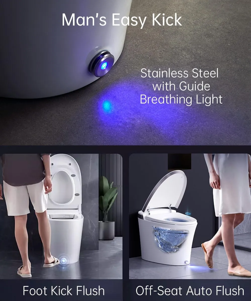 EPLO Smart Toilet with Bidet Built In, Luxury Bidet with Heated Seat & Foam Dispenser, Elongated Japanese Toilet with Automatic Flush, Dryer, Night Light, TEMP Display for Bathrooms - iX7 MT