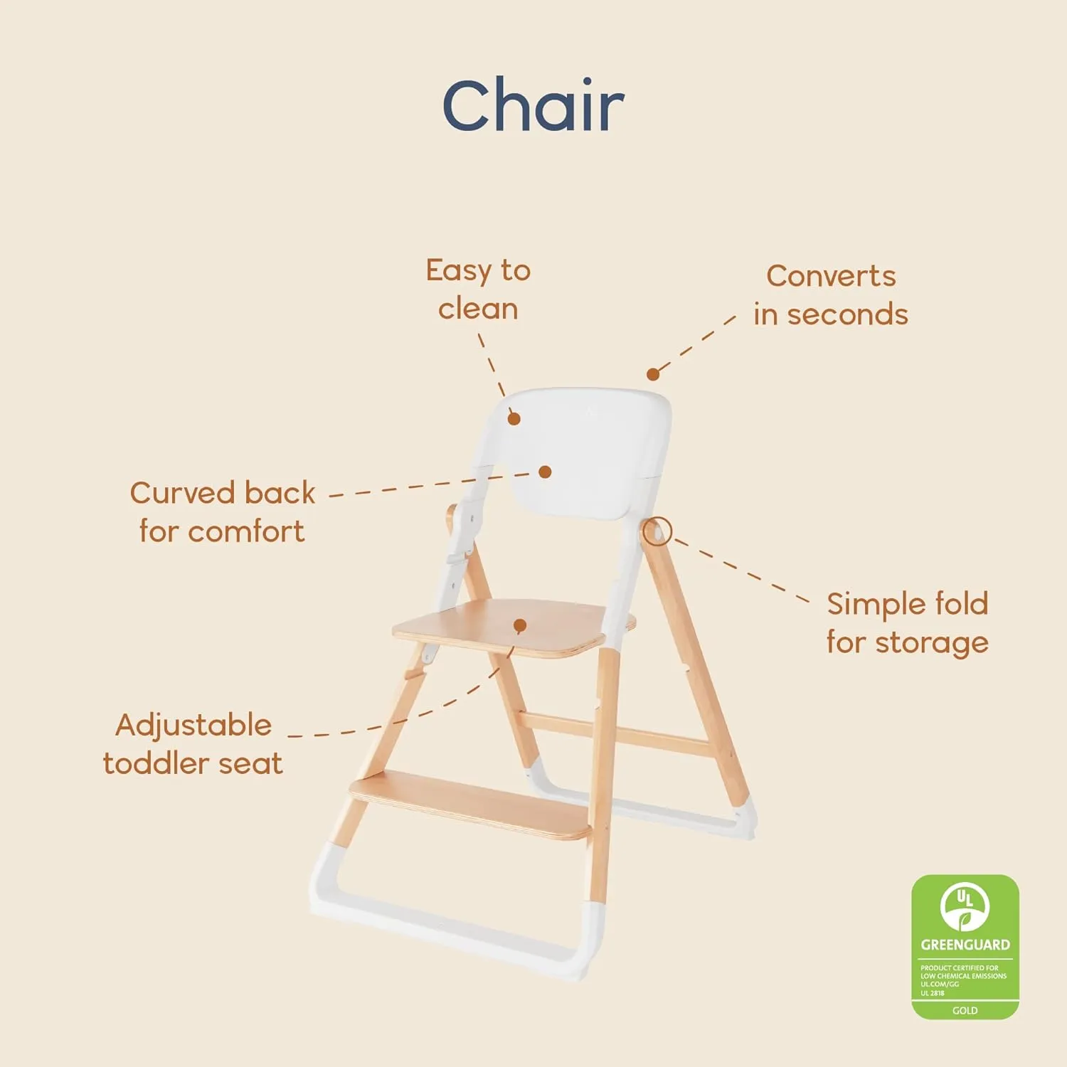 Ergobaby Evolve Portable Toddler Chair, Dark Wood